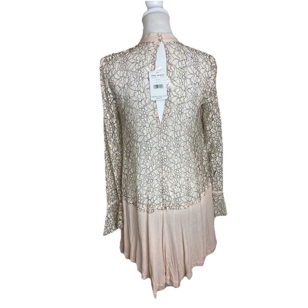 NWT Free People Secret Origins tell tale lace Tunic Retail $128 size S Pearl - Picture 6 of 11